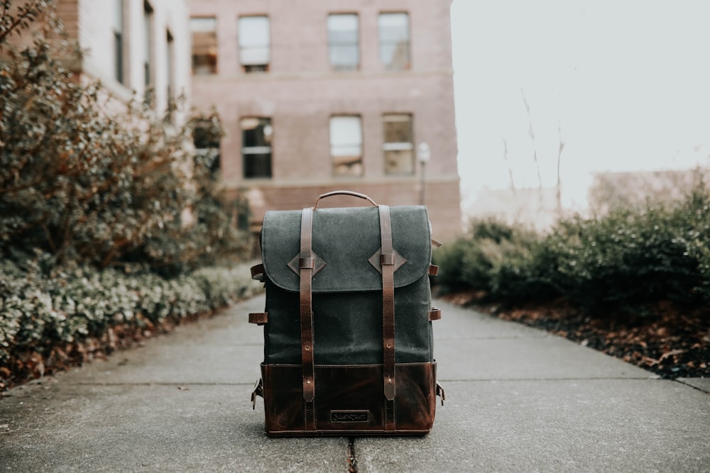 gray and brown backpack