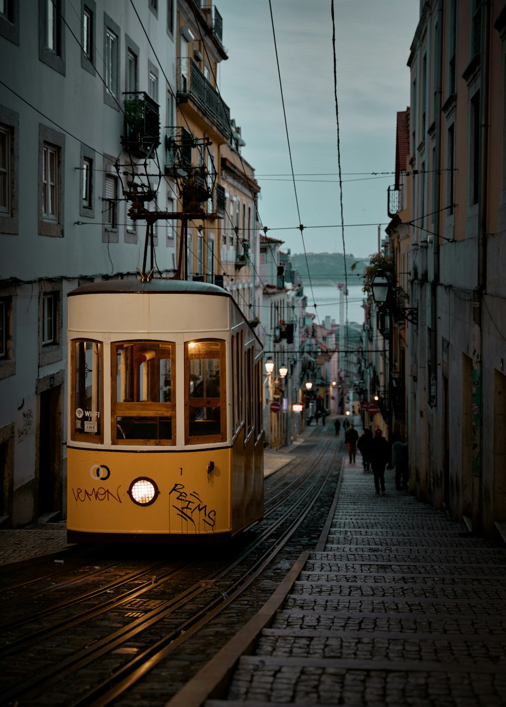 cable train near people and buildings