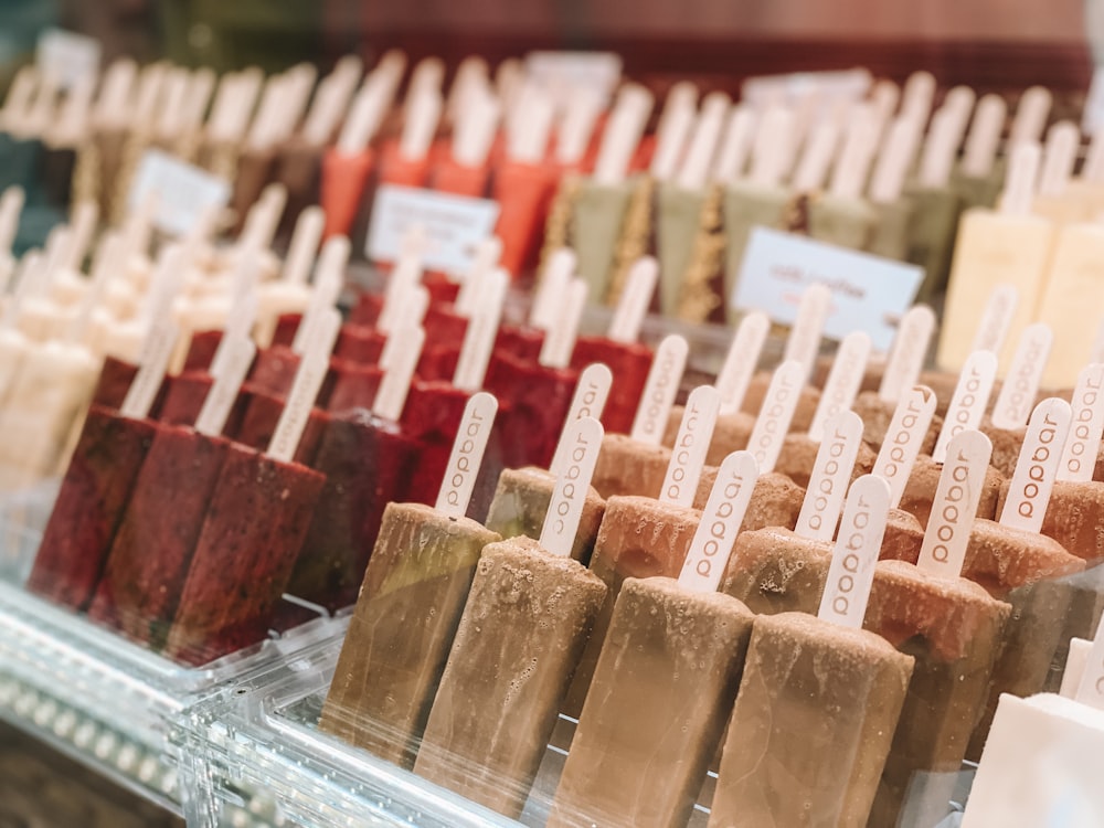 popsicles displayed on trays