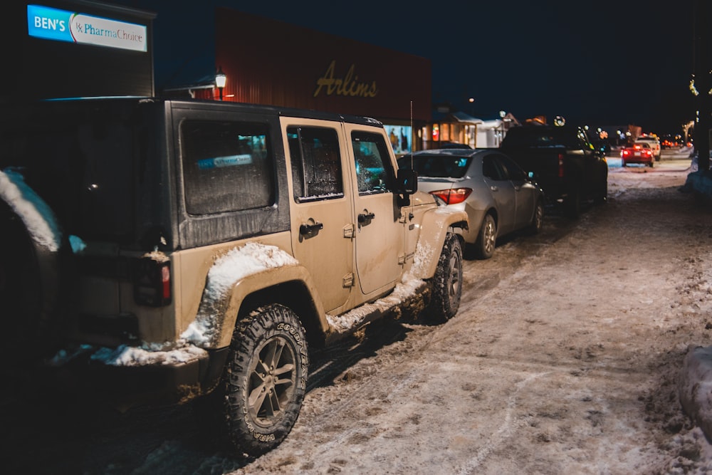 vehicles parked during night