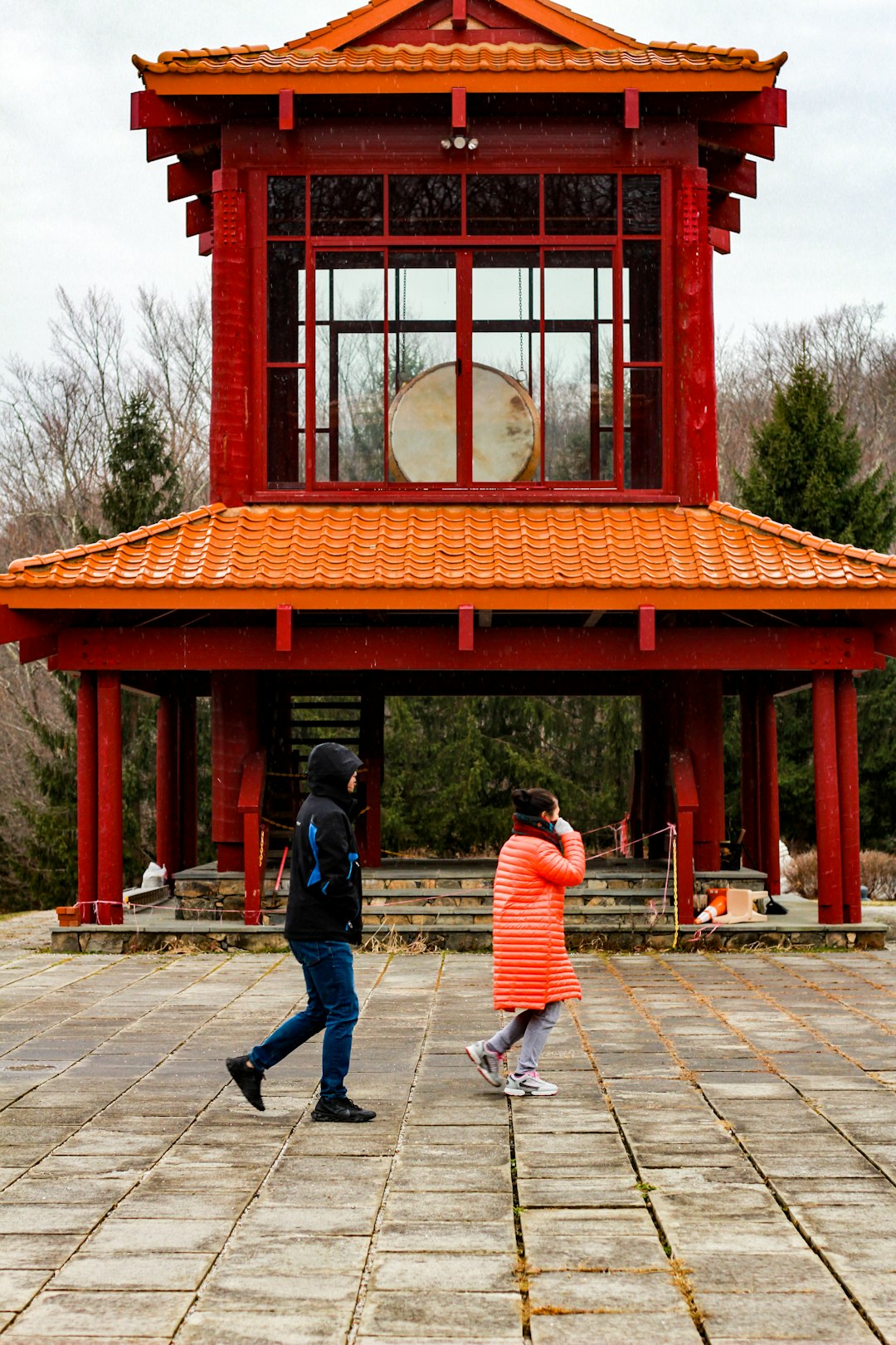 two person standing near temple