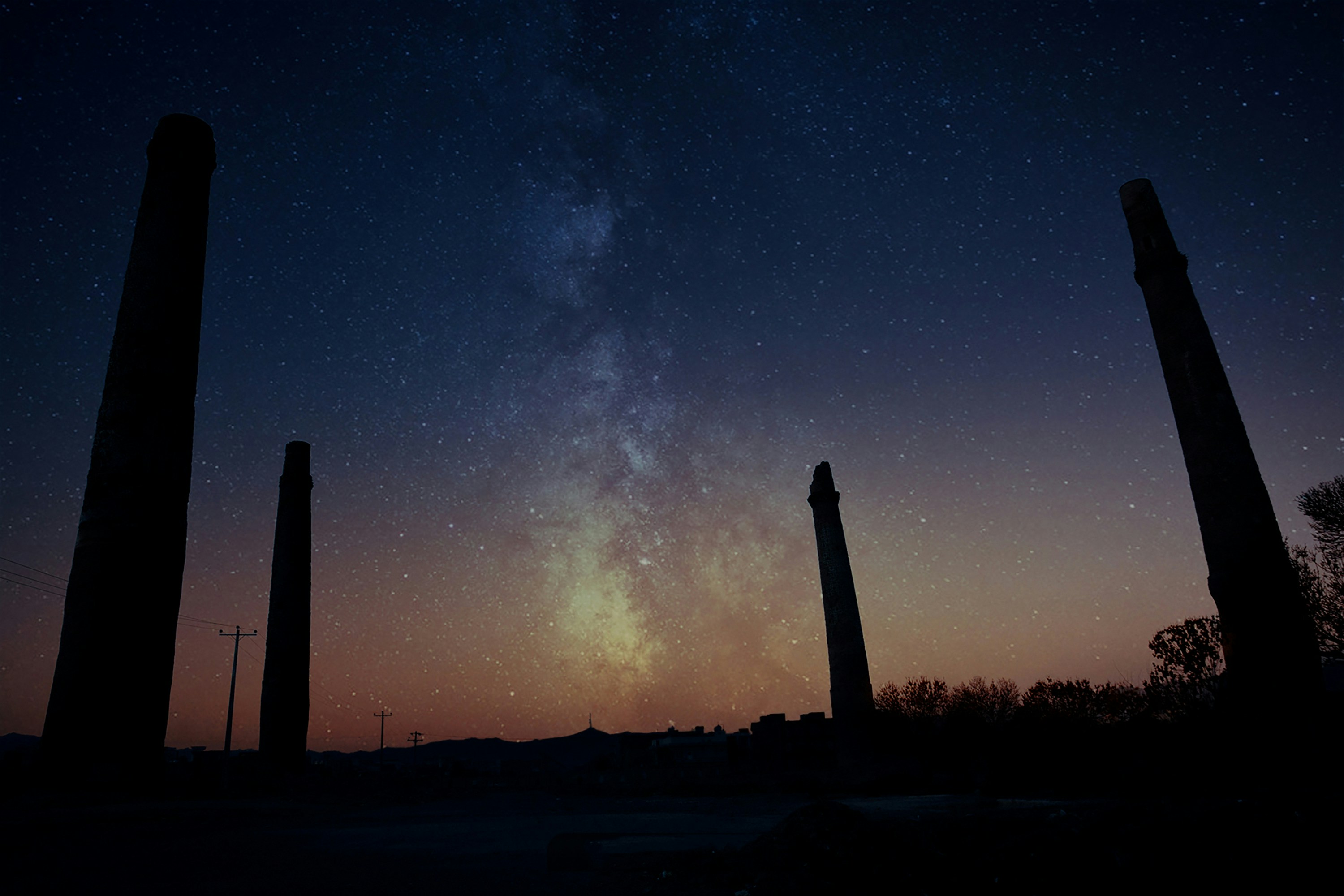silhouette photo of post