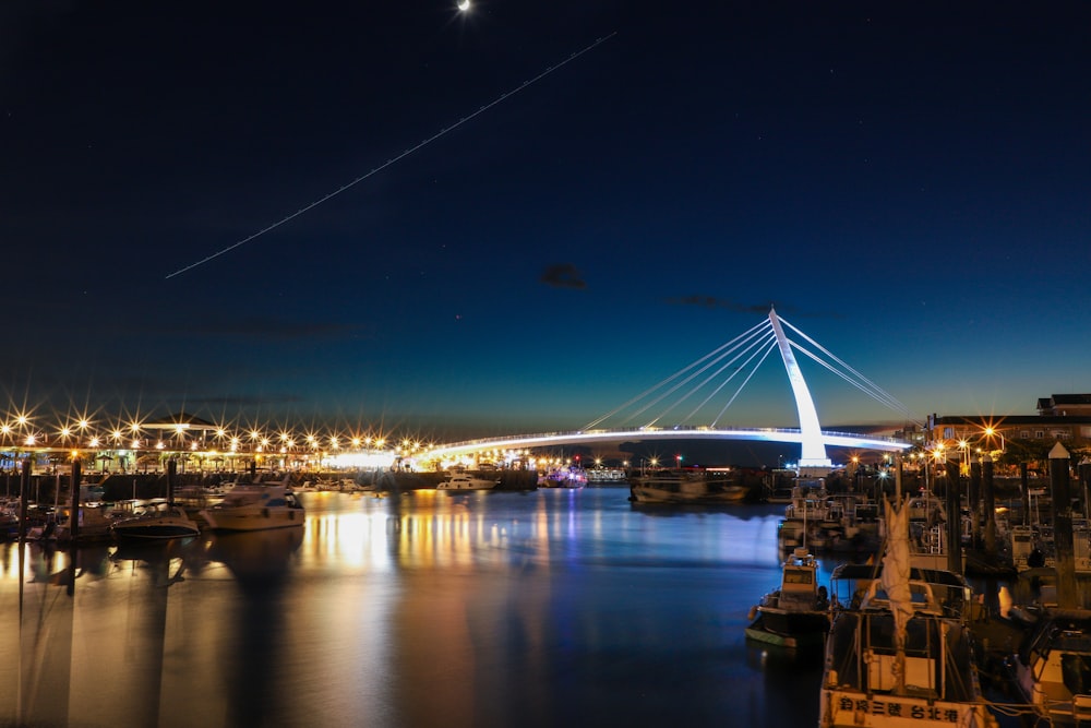 gray lighted bridge