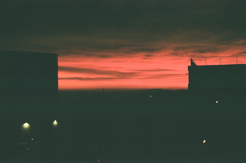 silhouette of buildings during golden hour