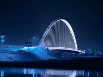 arch bridge at night