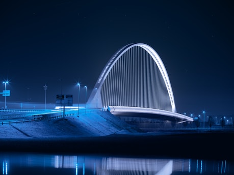 arch bridge at night