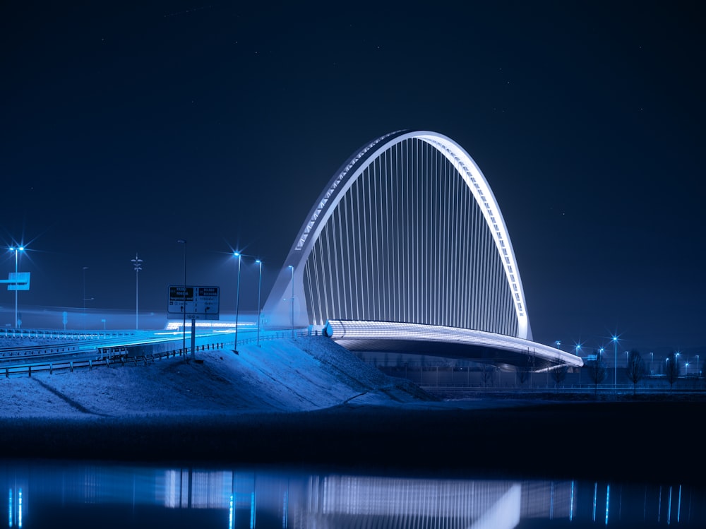 arch bridge at night