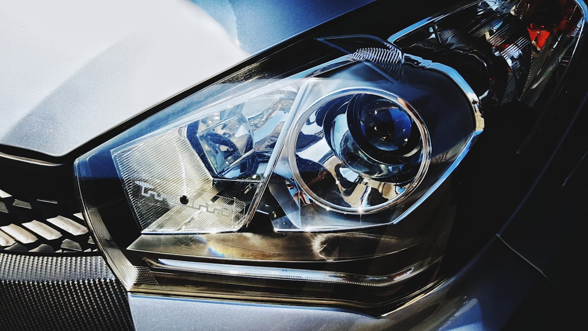 Headlight and body trim close-up