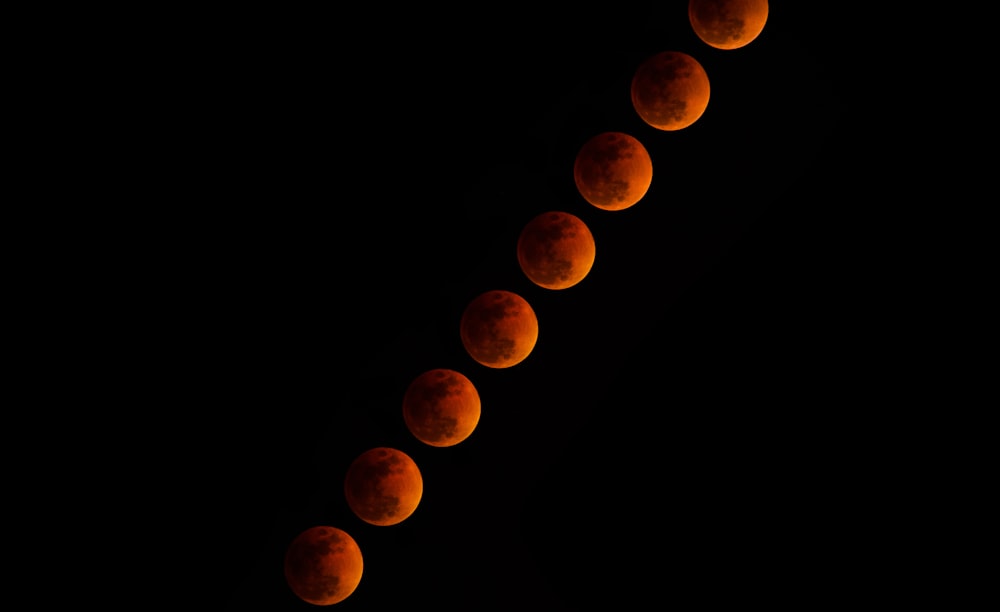 a long line of blood moon eclipses in the sky