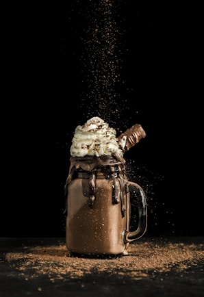 cream and chocolate filled mug