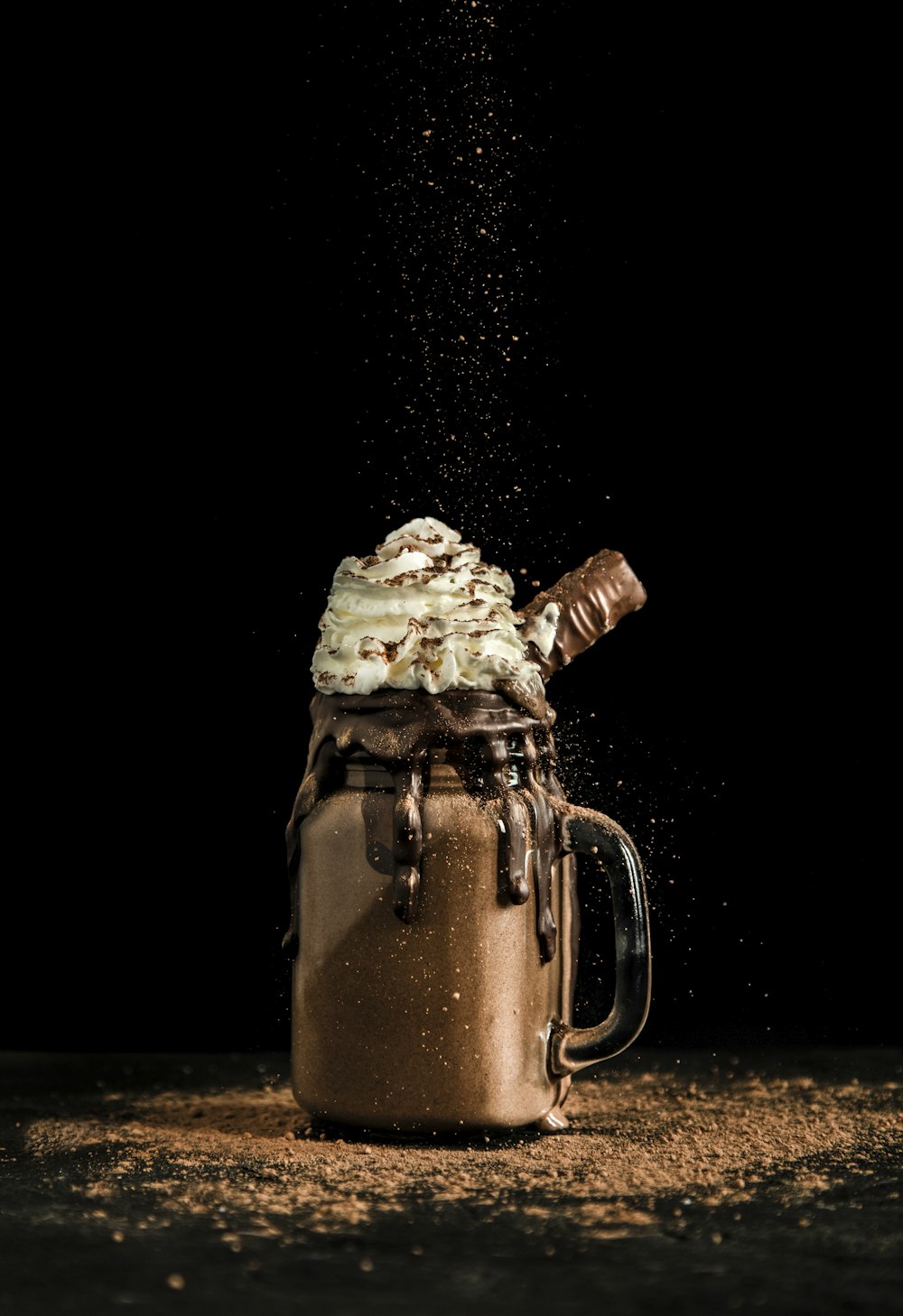 cream and chocolate filled mug