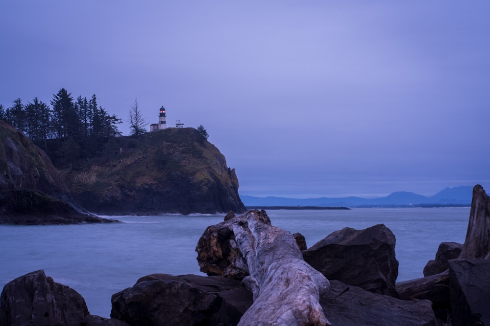 mountain island during night