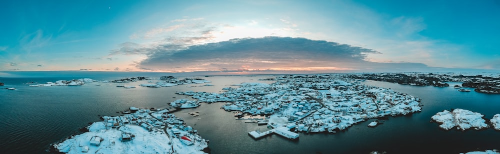 panoramic photography of snow-covered island during daytime