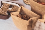 shallow focus photo of brown sack on white surface