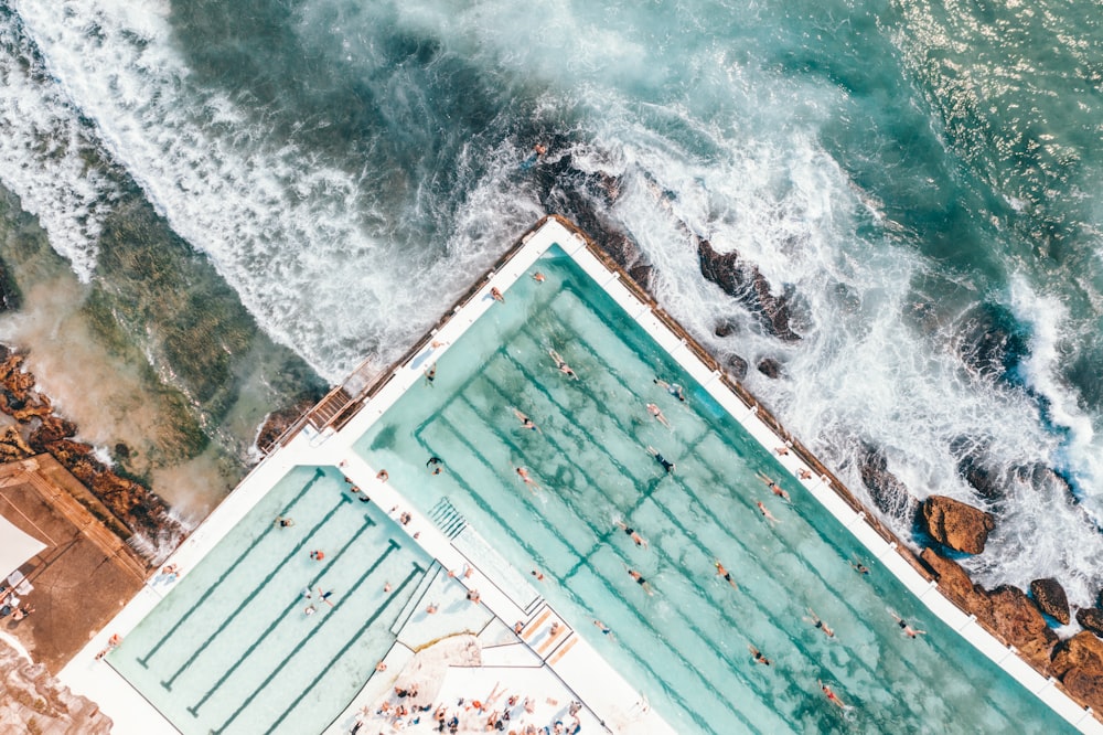 pool near seashore