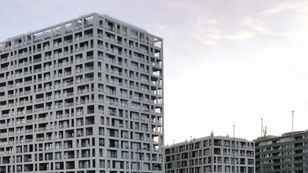 A panoramic view of a modern residential development in Aleppo, highlighting clean lines and structural precision.