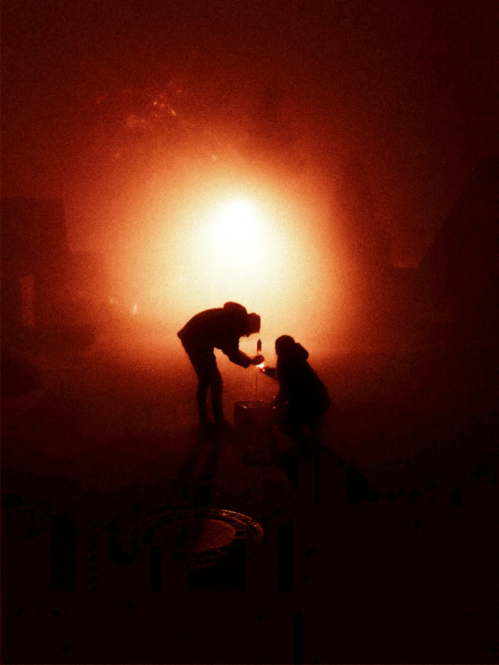 silhouette of man on the field