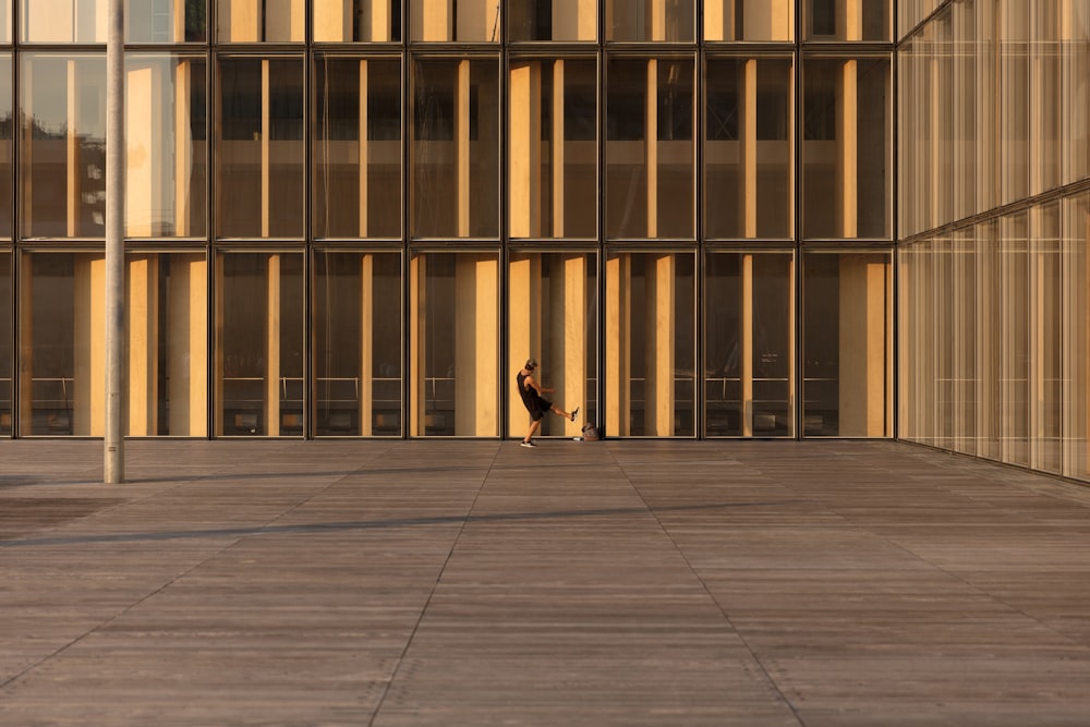 man standing near the building