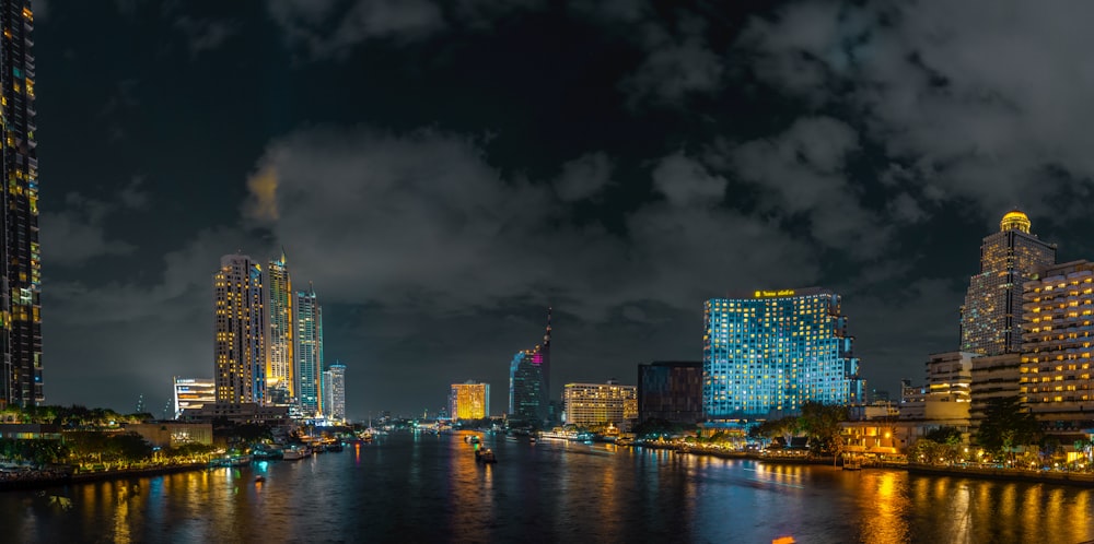 city buildings at night