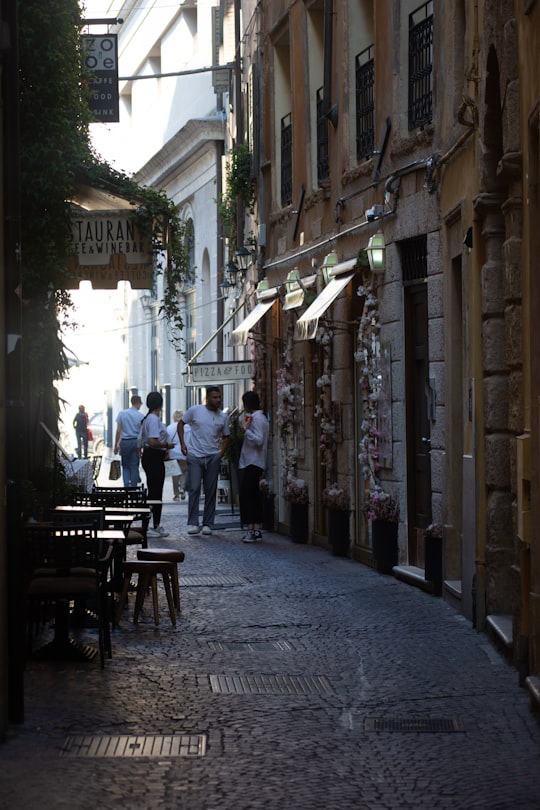 people between buildings during day in Verona Italy