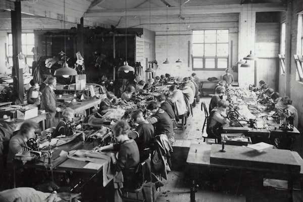 Workers in a textile factory in the 30s