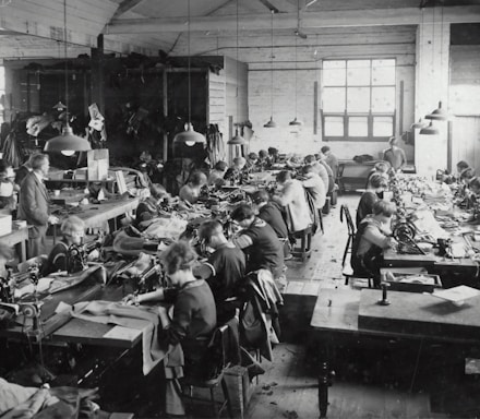 a group of people working in a factory
