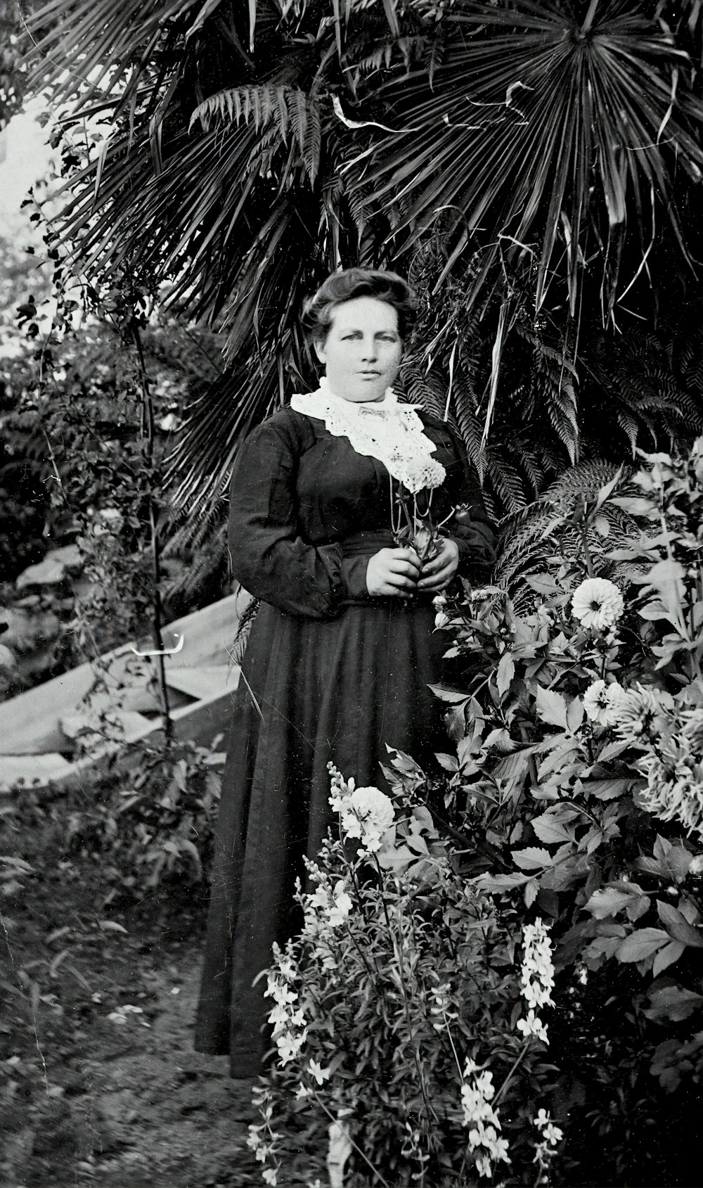 woman standing beside plants