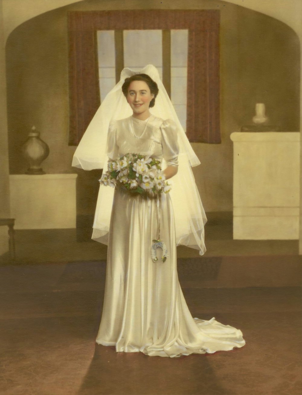woman wearing wedding dress painting
