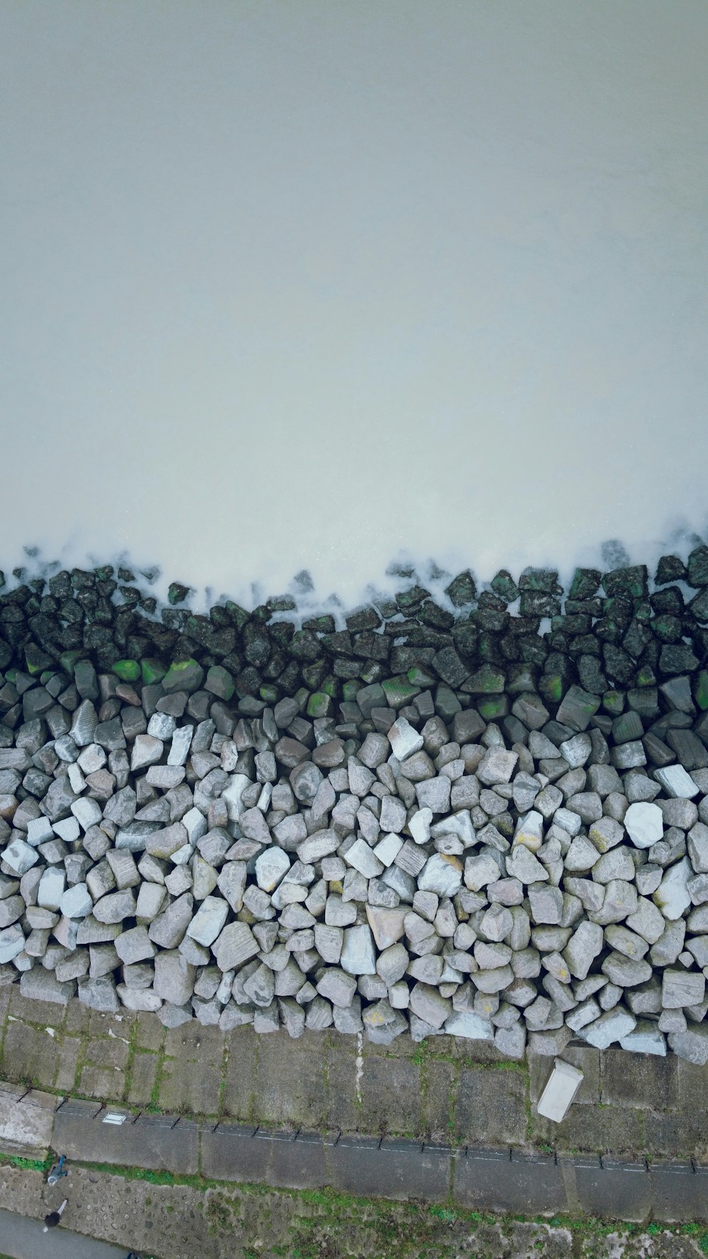 aerial photography of gray rock formation