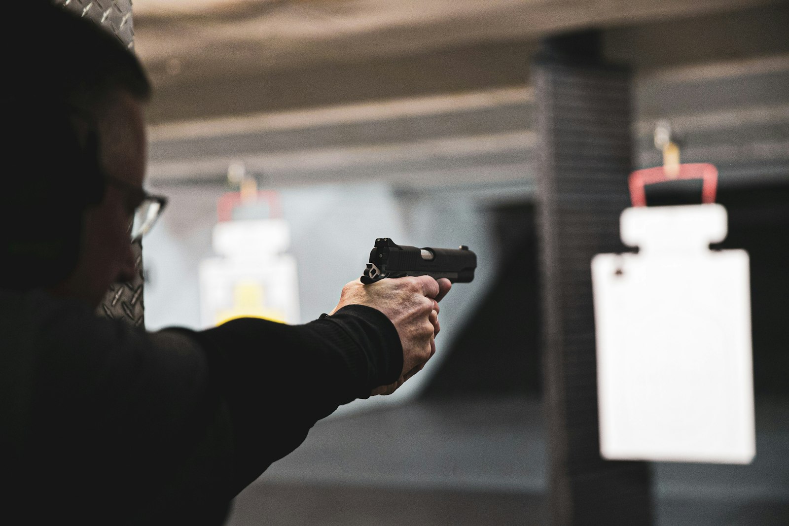 Competitor practicing shooting at range