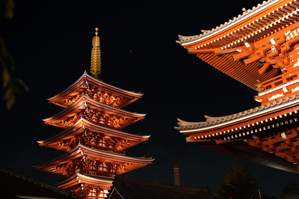 macro photography of Sensho-ji Temple, Minato during night time
