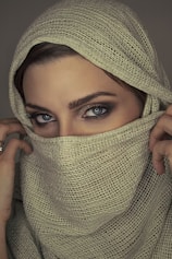 woman wearing beige hijab headscarf