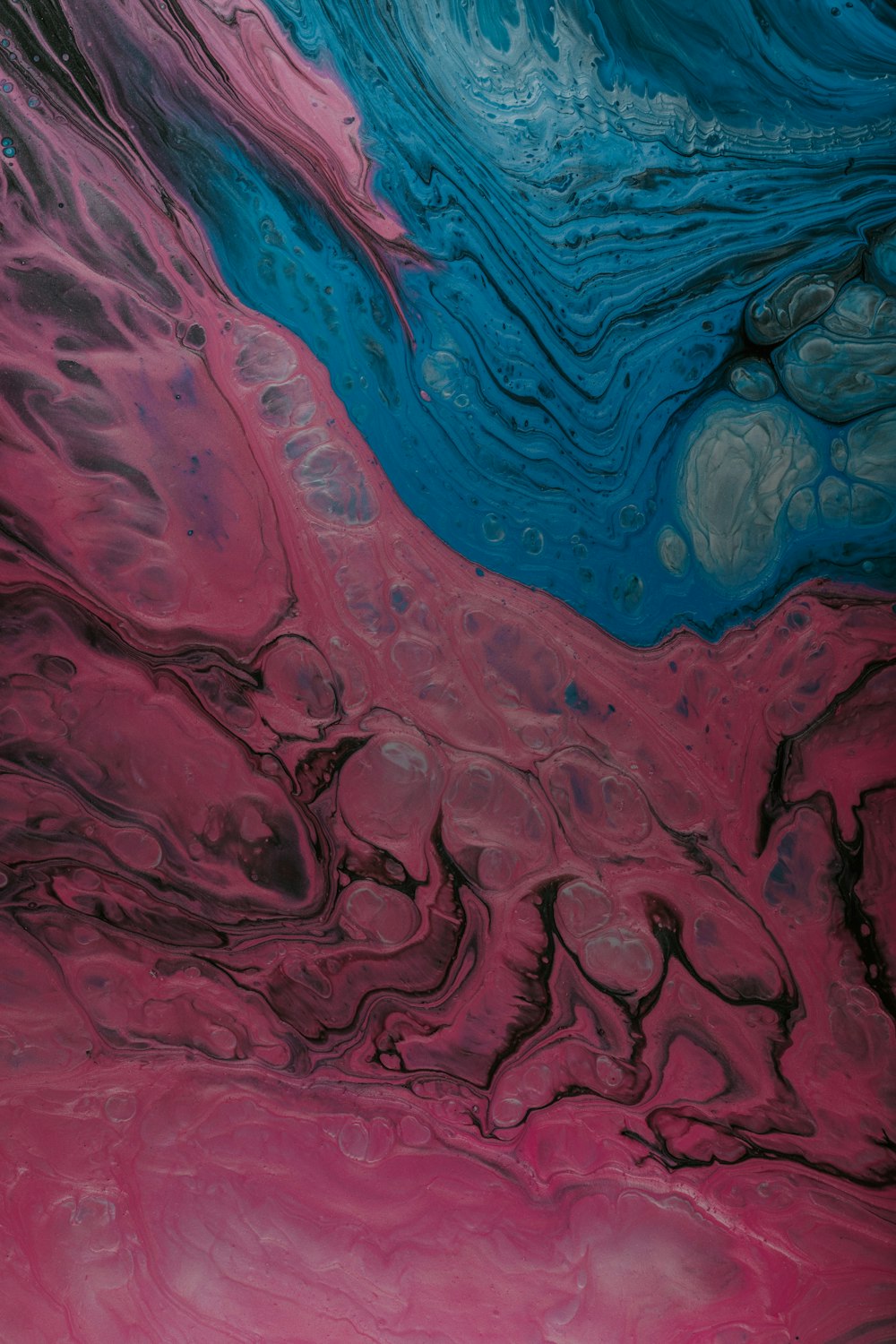 peinture abstraite bleue et rose