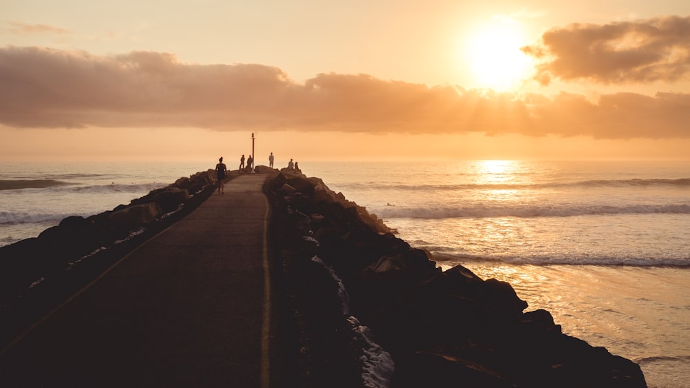 concrete dock during golden hour