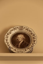 man portrait ceramic display plate