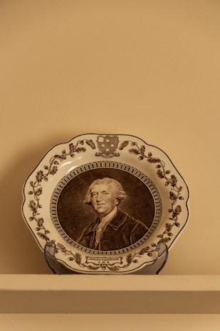 man portrait ceramic display plate