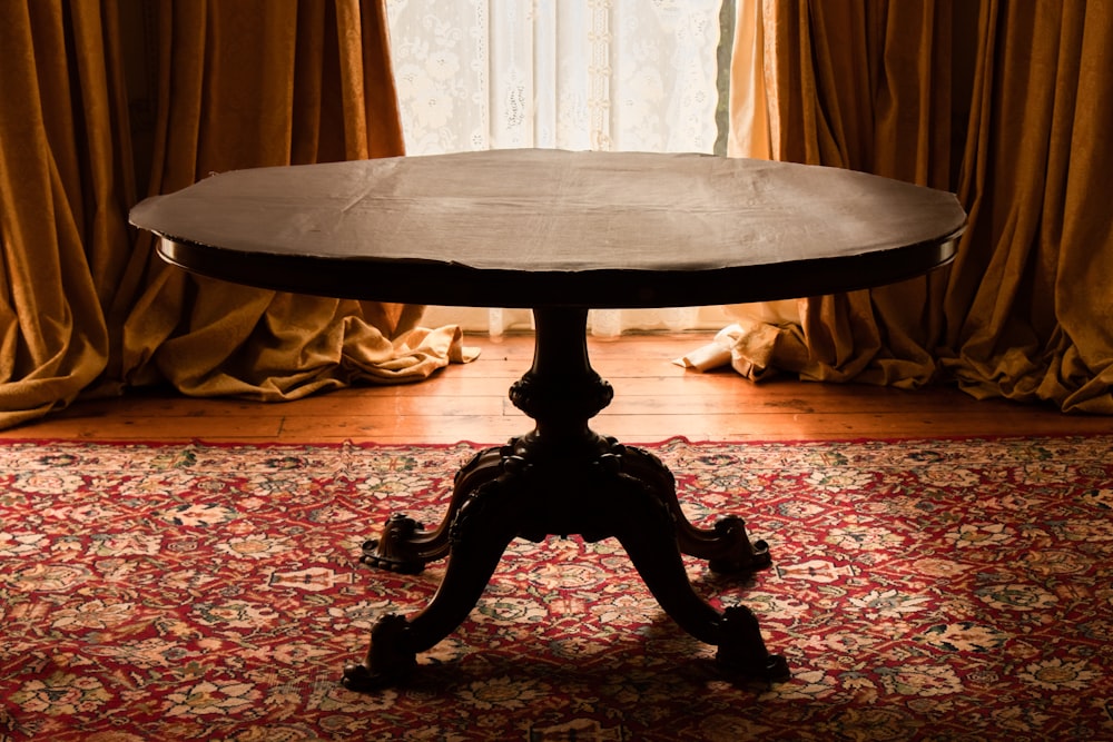 round brown wooden table