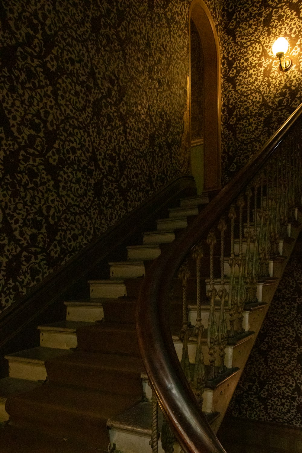 brown and white wooden stair