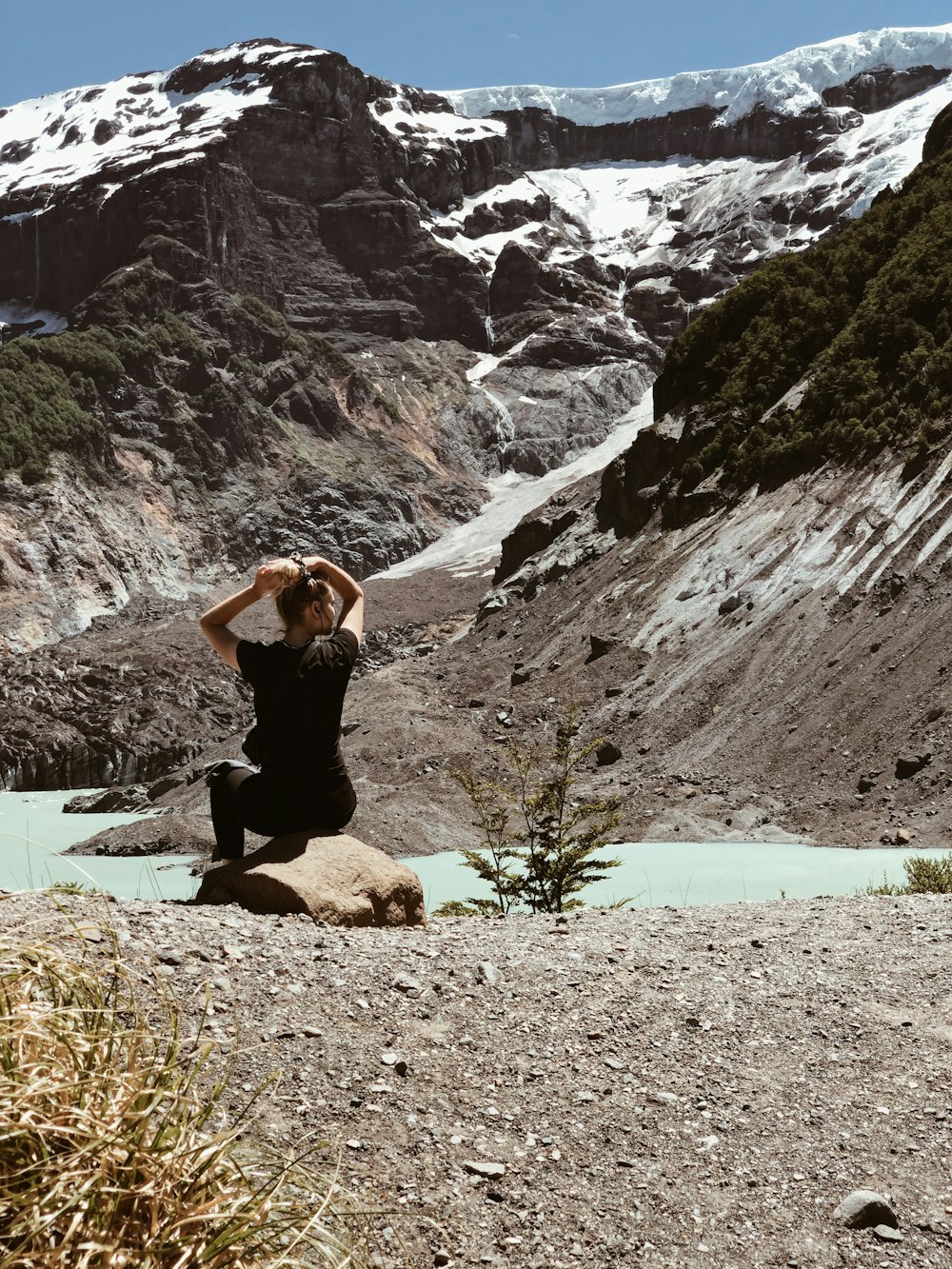 unknown person sitting outdoors