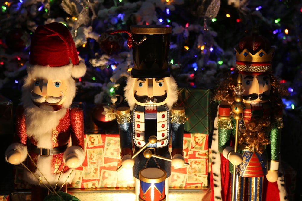 three nutcracker dolls