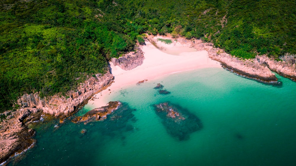 aerial photography of beach coast