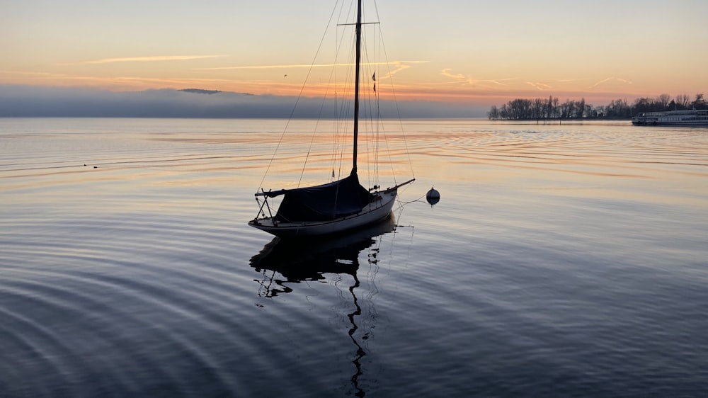 white and black sailboat on calm body of water