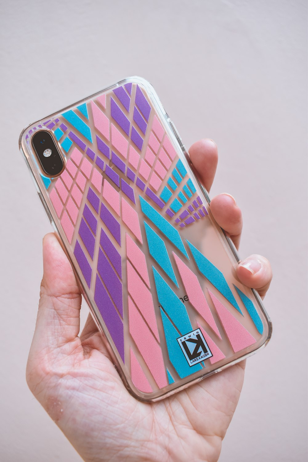 pink and blue iPhone case