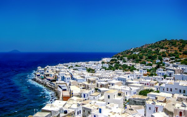 White concrete house near seashore — Patmos, Greece