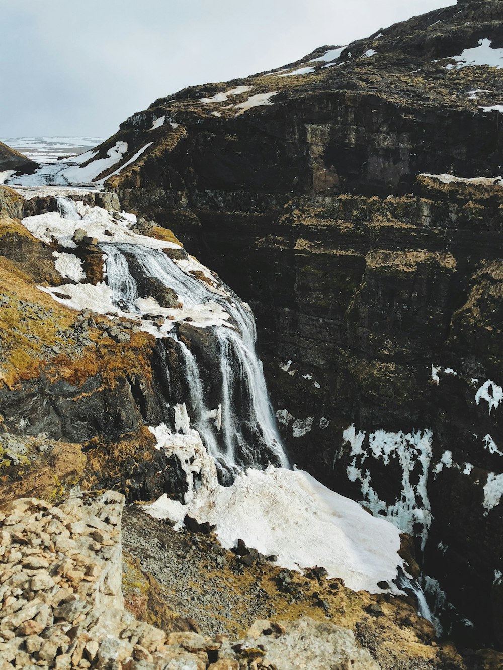 waterfall on cliff