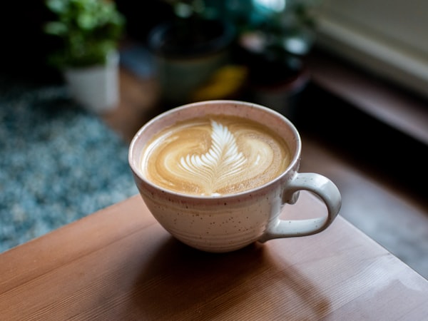 Coffee mug leaf artwork
