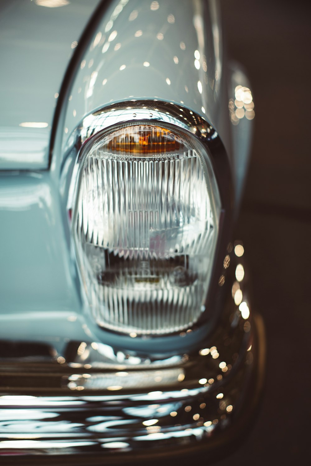 a close up of the front end of a car