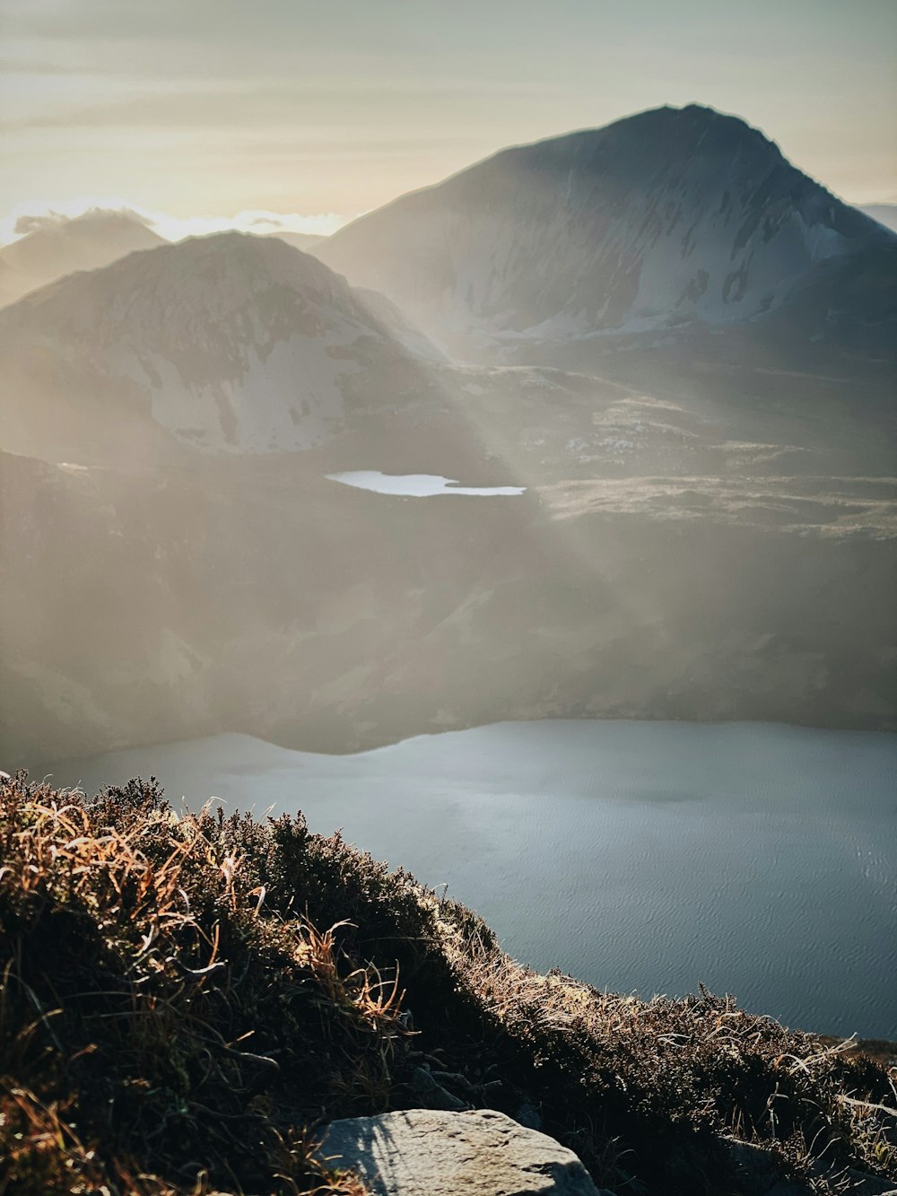 overlooking mountain lake