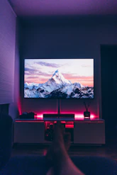 turned on flat screen TV inside room