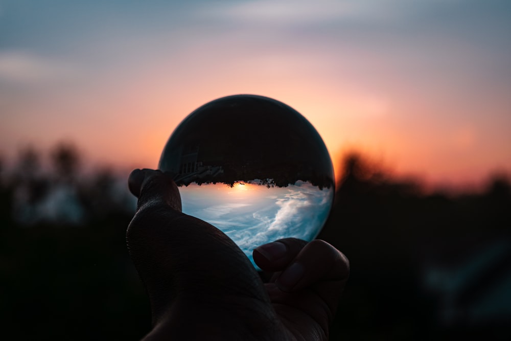 lensball photography of snowy field